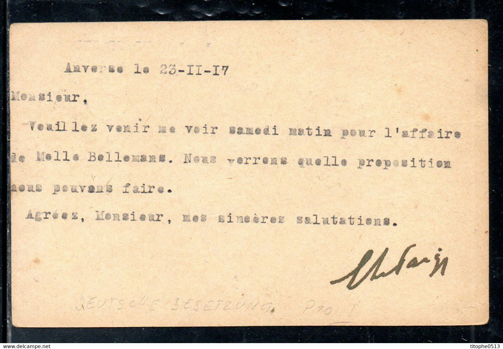 ALLEMAGNE/BELGIQUE. Carte Pré-timbrée Ayant Circulé En 1917. Oblitération : Anvers. - German Occupation