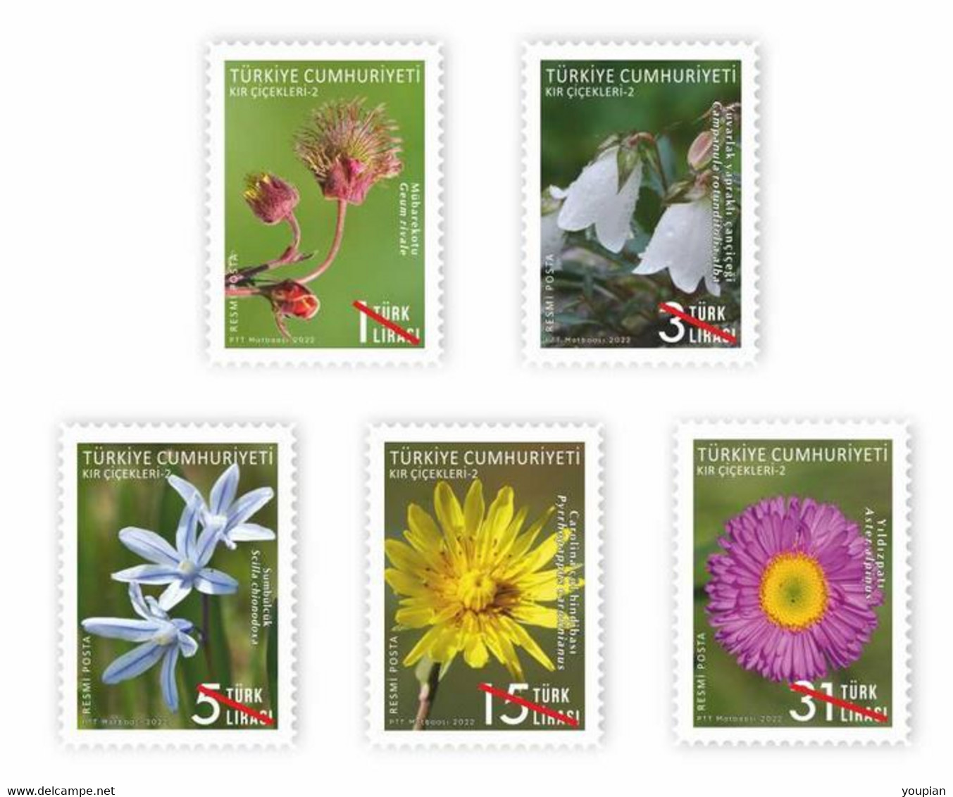 Turkey 2022, Wild Flowers, MNH Stamps Set - Neufs