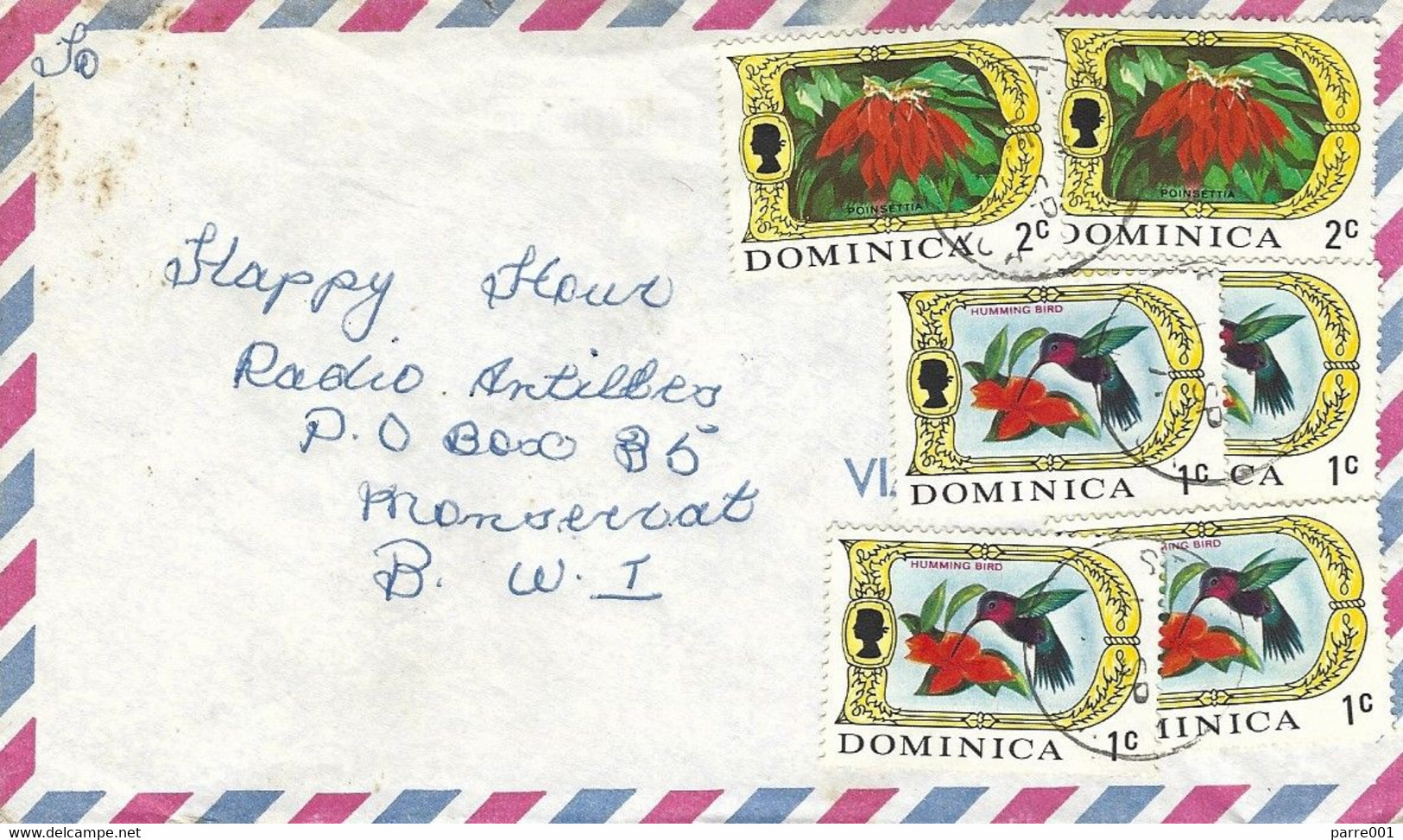 Dominica 1969 Roseau Hummingbird Colibri Flower Poinsettia Cover - Colibrì