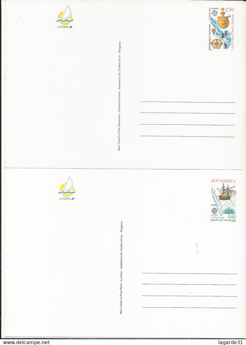 Lot 2 Cartes Entier "Bateau La Poste", Entier Du Timbre Christophe Colomb + America - Collezioni & Lotti: PAP & Biglietti