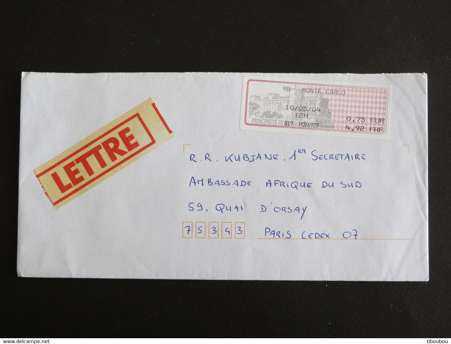 LETTRE MONACO AVEC VIGNETTE GUICHET G17 MONTE CARLO - Briefe U. Dokumente