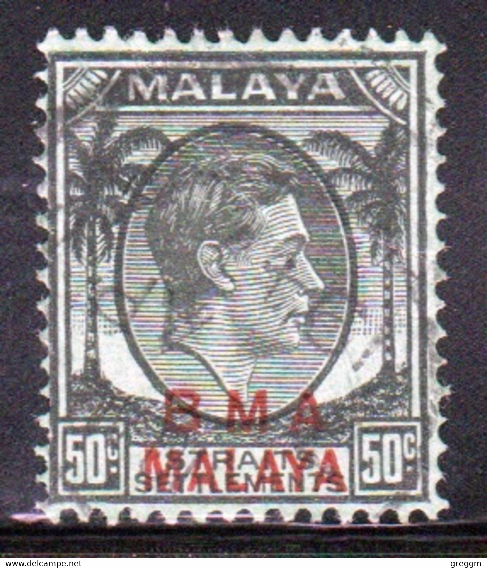 Malaya British Military Administration 1945 George V 50c Stamp Overprinted BMA In Fine Used Condition. - Malaya (British Military Administration)