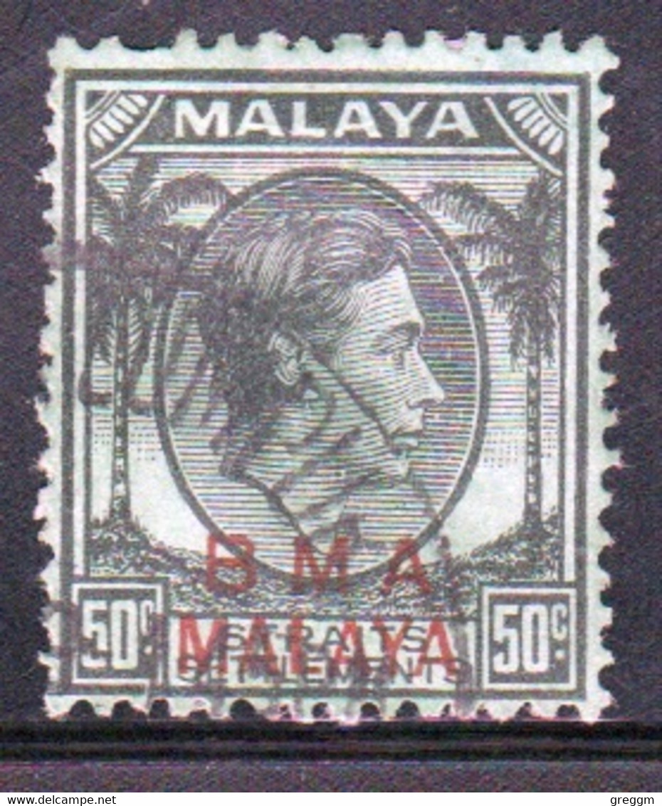 Malaya British Military Administration 1945 George V 50c Stamp Overprinted BMA In Fine Used Condition. - Malaya (British Military Administration)