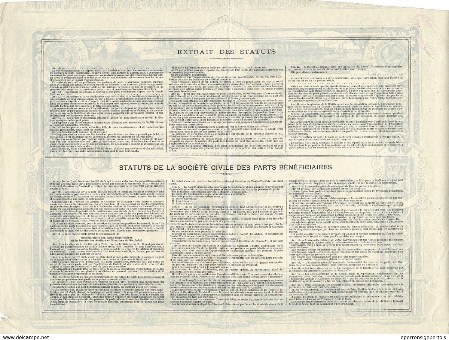 Titre De 1911- Société Des Ateliers & Chantiers De Nicolaïeff - Déco - Russia