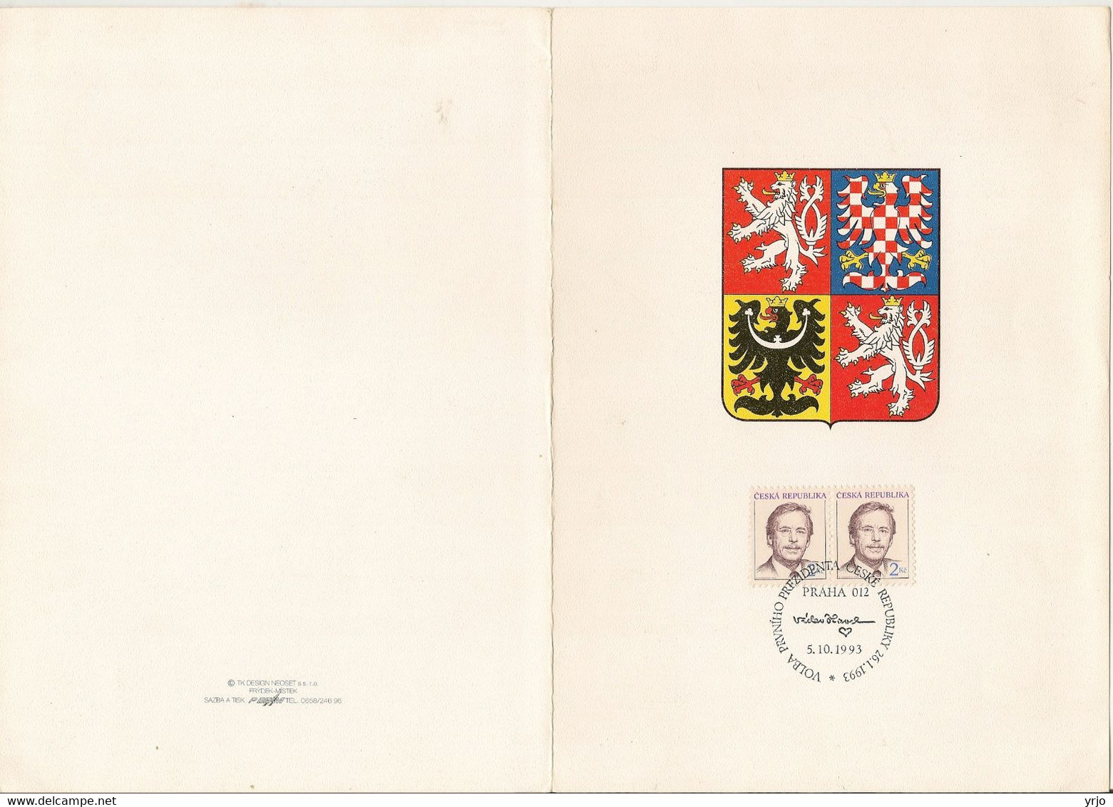 Commemorative Sheet With Stamps Mi 3 - First Czech Presidental Elections - Other & Unclassified