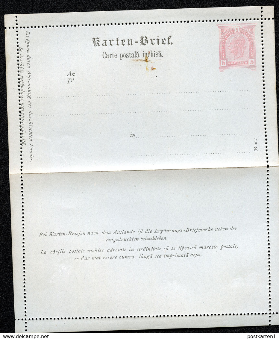 ÖSTERREICH Kartenbrief K28 Ascher K28b VERSTÜMMELTES K(ARTENBRIEF) 1890 - Cartas-Letras