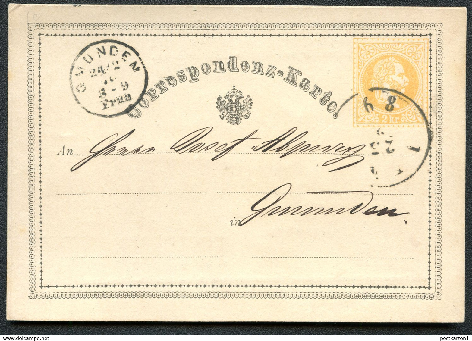 ÖSTERREICH Postkarte P1 IIb Linz - Gmunden 1870 Kat. 9,00 € - Cartes Postales