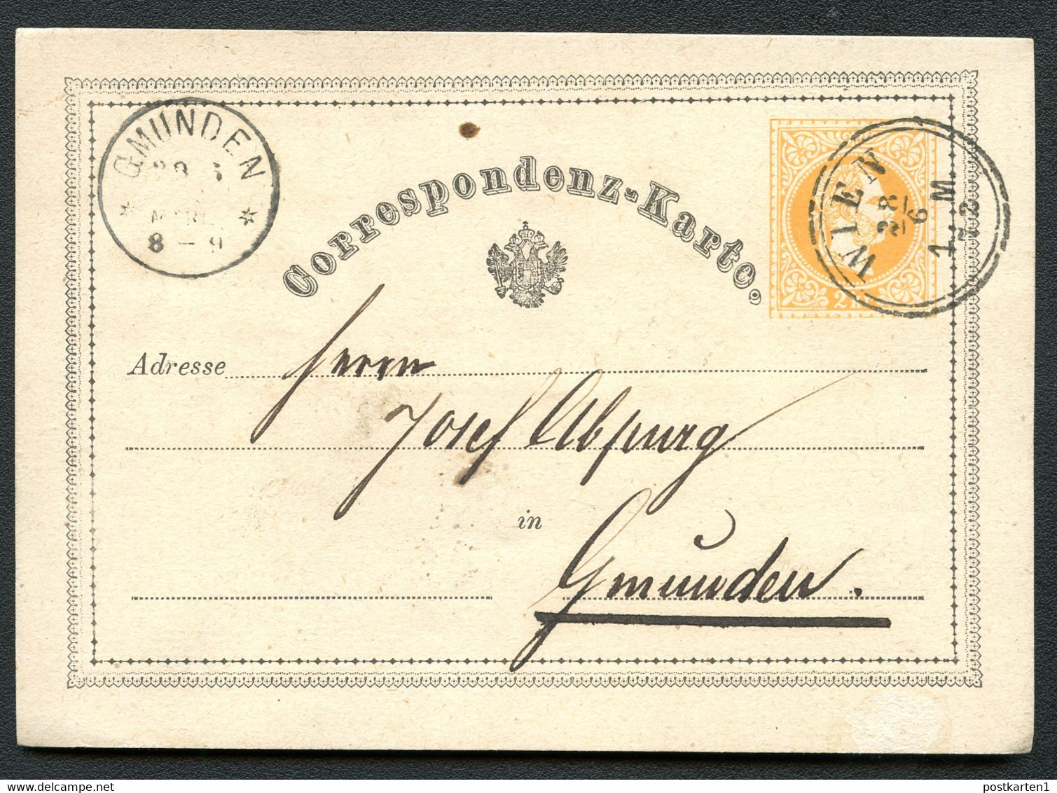 ÖSTERREICH Postkarte P8 Type III Wien - Gmunden 1872 Kat. 20,00 € - Cartes Postales