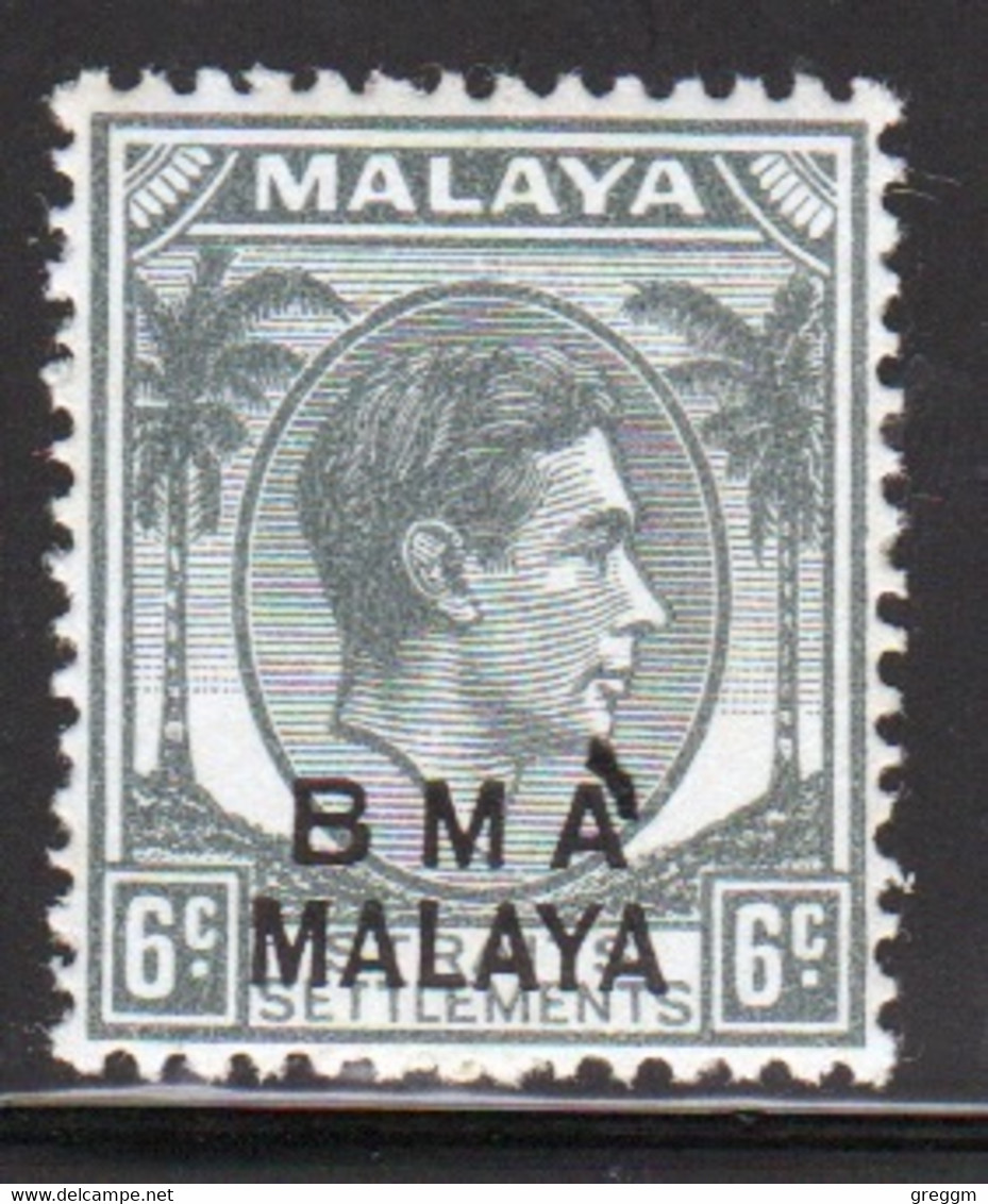 Malaya British Military Administration 1945 George V Single 6c Stamp Overprinted BMA In Mounted Mint Condition. - Malaya (British Military Administration)