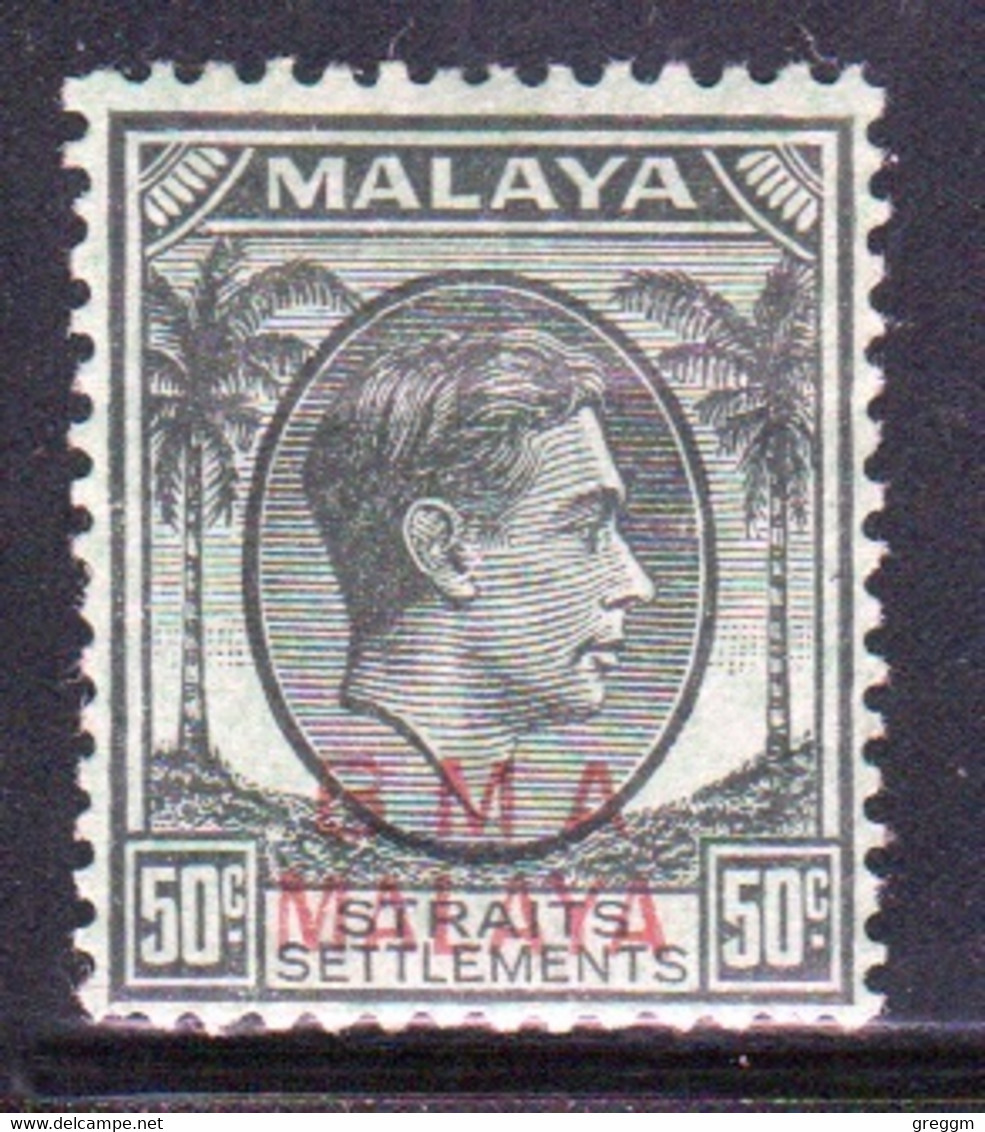 Malaya British Military Administration 1945 George V Single 50c Stamp Overprinted BMA In Mounted Mint Condition. - Malaya (British Military Administration)