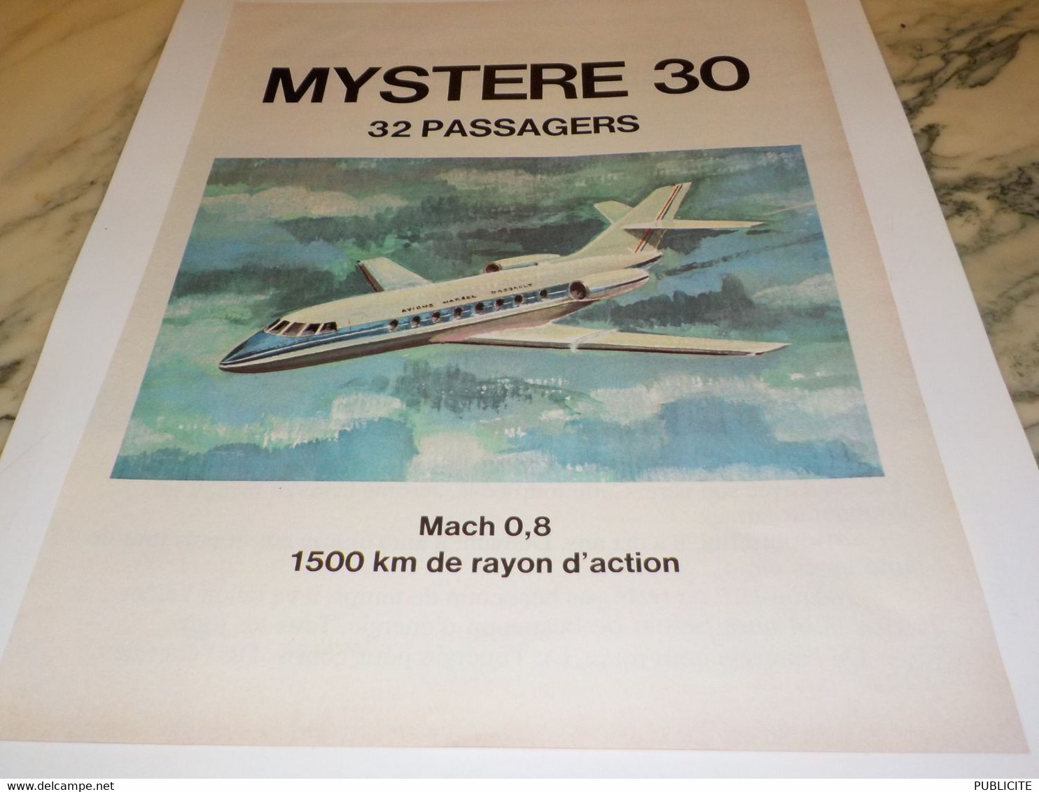 ANCIENNE PUBLICITE AVION  MYSTERE 30 1972 - Publicités