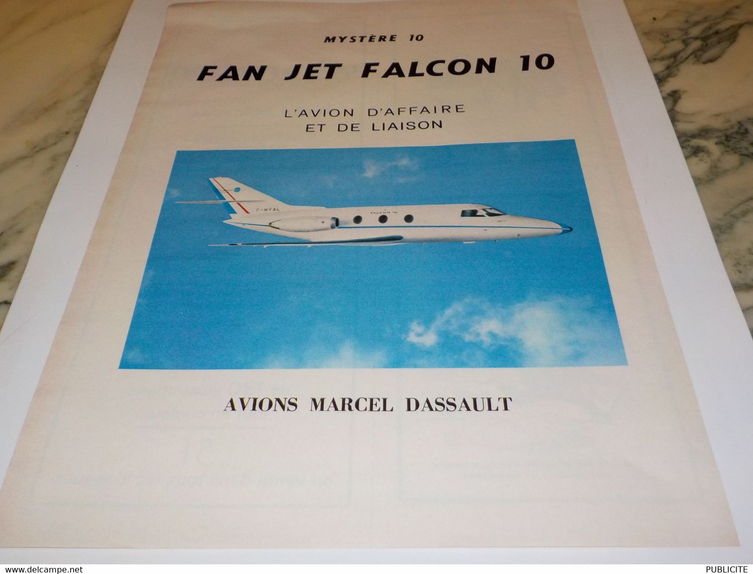 ANCIENNE PUBLICITE AVION  FAN JET FALCON 10 1971 - Publicités