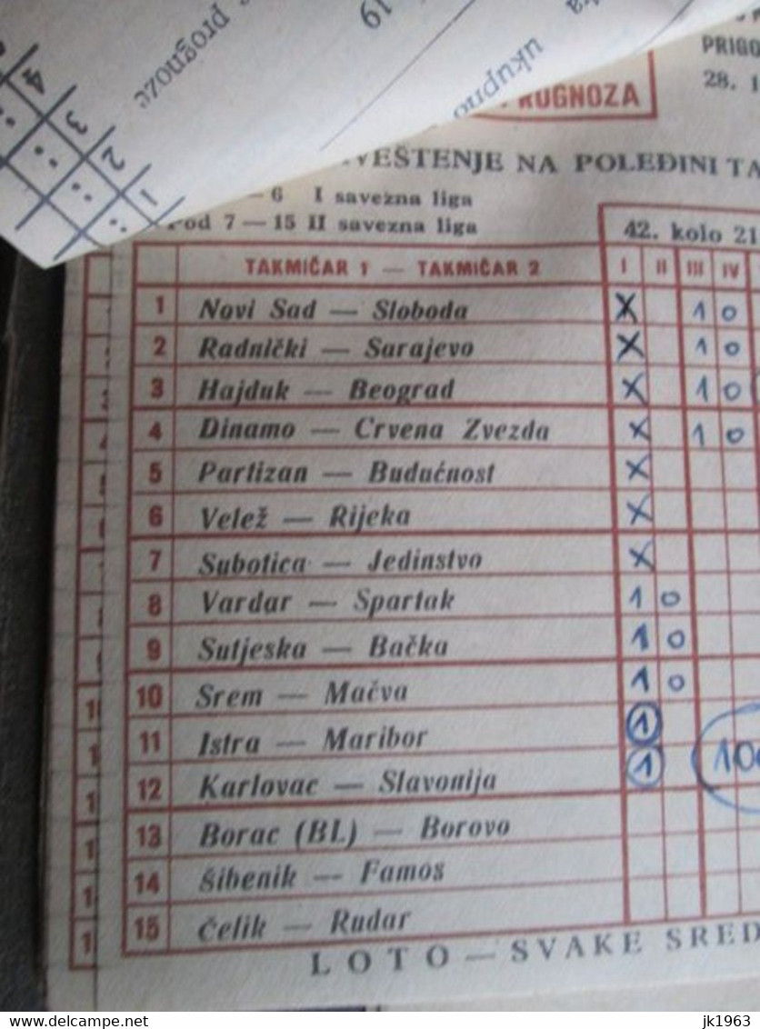 FOOTBALL FORECAST/BETTING, 60 TICKETS 1963, ITALIAN LEAGUE, YUGOSLAV LEAGUE, INTERNATIONAL MATCHES - Uniformes Recordatorios & Misc