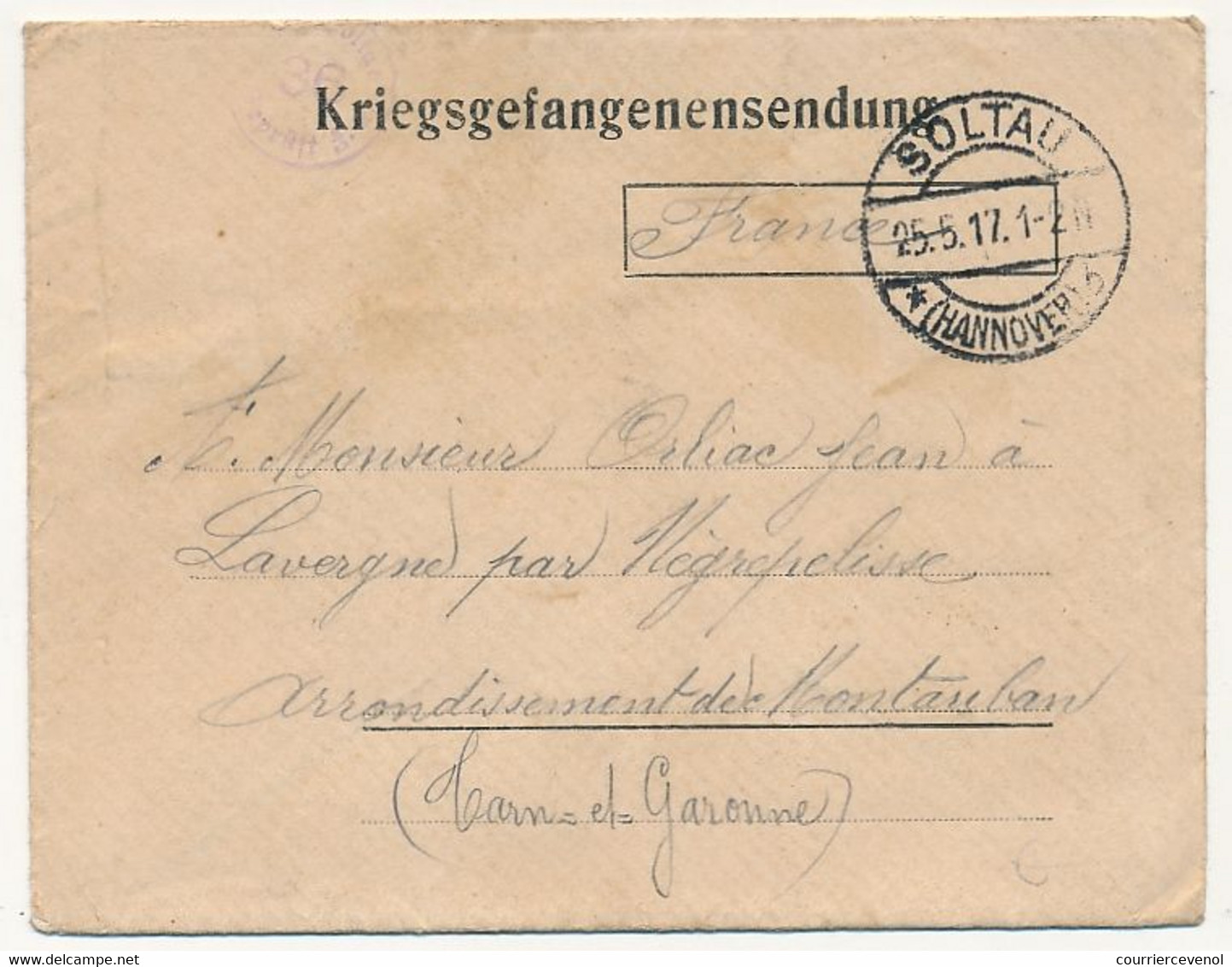 Lettre Prisonnier Français - Camp De Soltau 25/5/1917 - En Tête Imprimée, Lettre Mutilée Par La Censure - Guerre De 1914-18