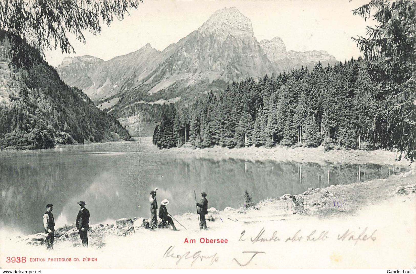 Am Obersee 1908 - Cachet Jos. Landolt Walhalla Näfels - Näfels