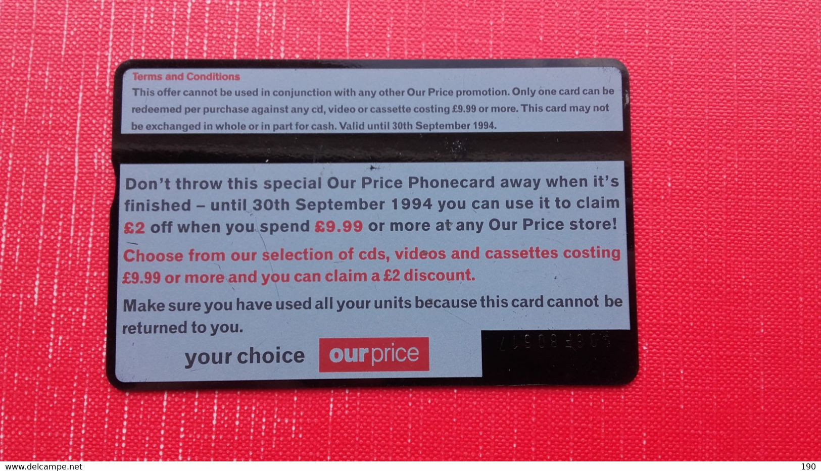 Phonecard 20 Units - Other & Unclassified