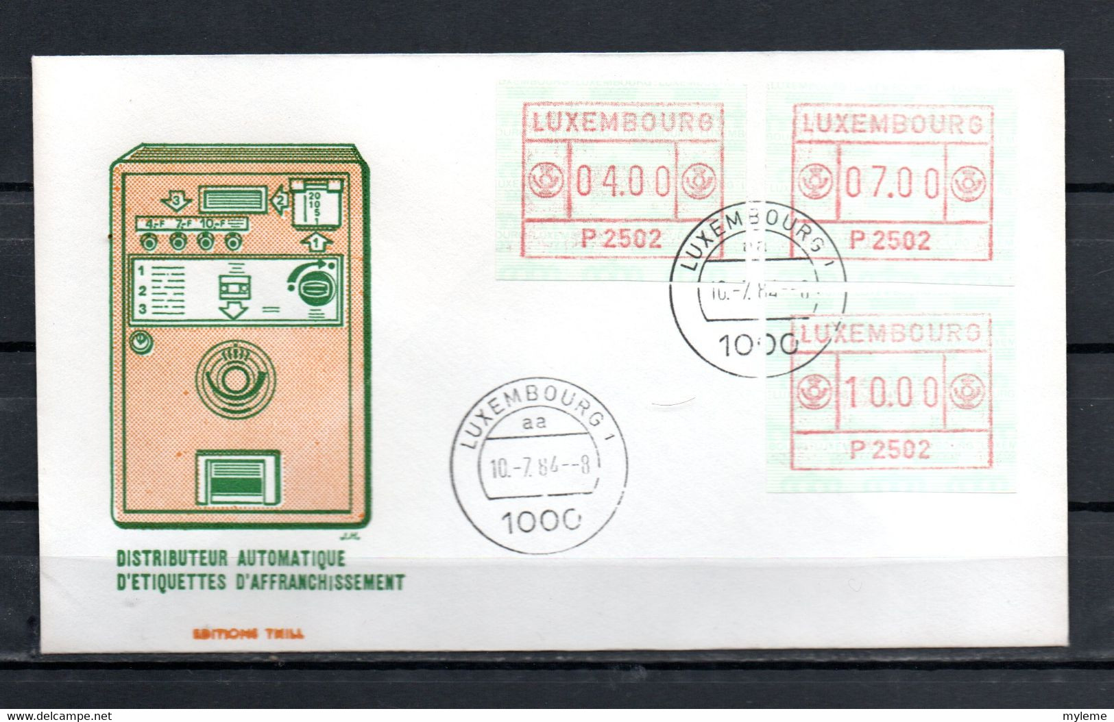 AC9-4 Luxembourg 1 FDC Avec Timbres De Distributeurs 4f, 7f Et 10f  A Saisir !!! - Postage Labels