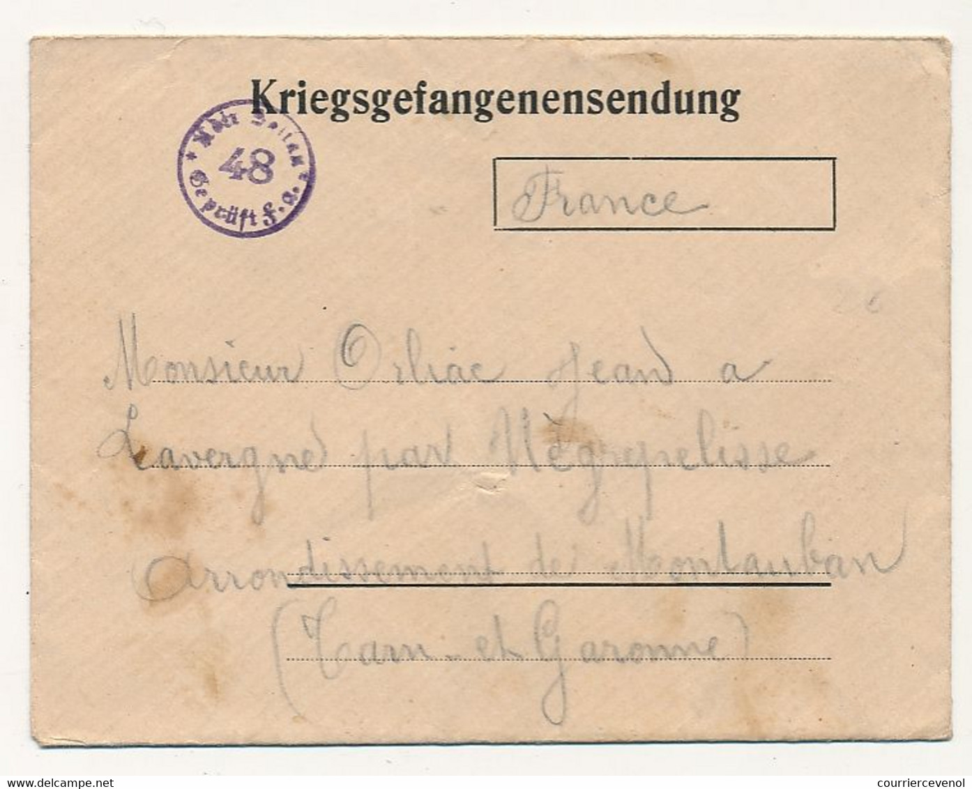 Lettre Prisonnier Français - Camp De Soltau 15 Sept 1917 - En Tête Imprimée - Censeur 48 - Guerre De 1914-18
