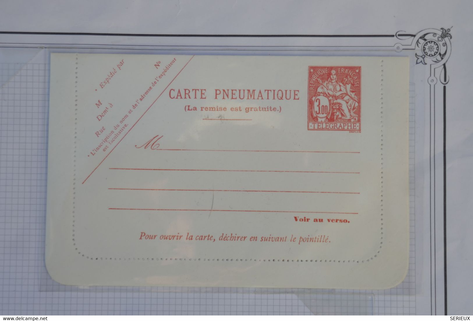 AU4 FRANCE CARTE  PNEUMATIQUE NEUVE  1904   + A VOIR  +++AFFRANCH.PLAISANT - Lettres & Documents