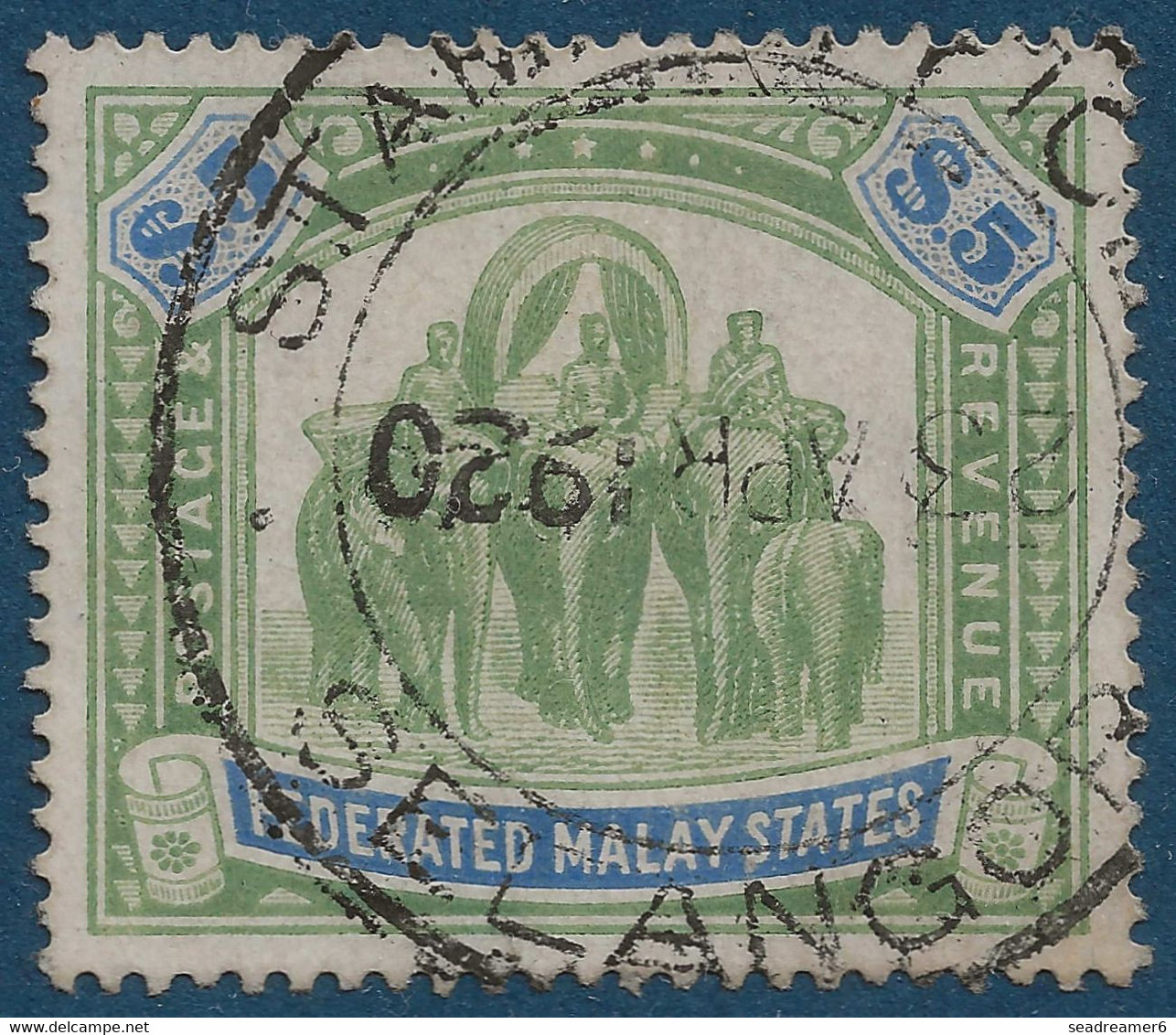 Malaisie états Federaux N°37 5$ Oblitéré Grand Dateur Tres Frais TTB - Federated Malay States
