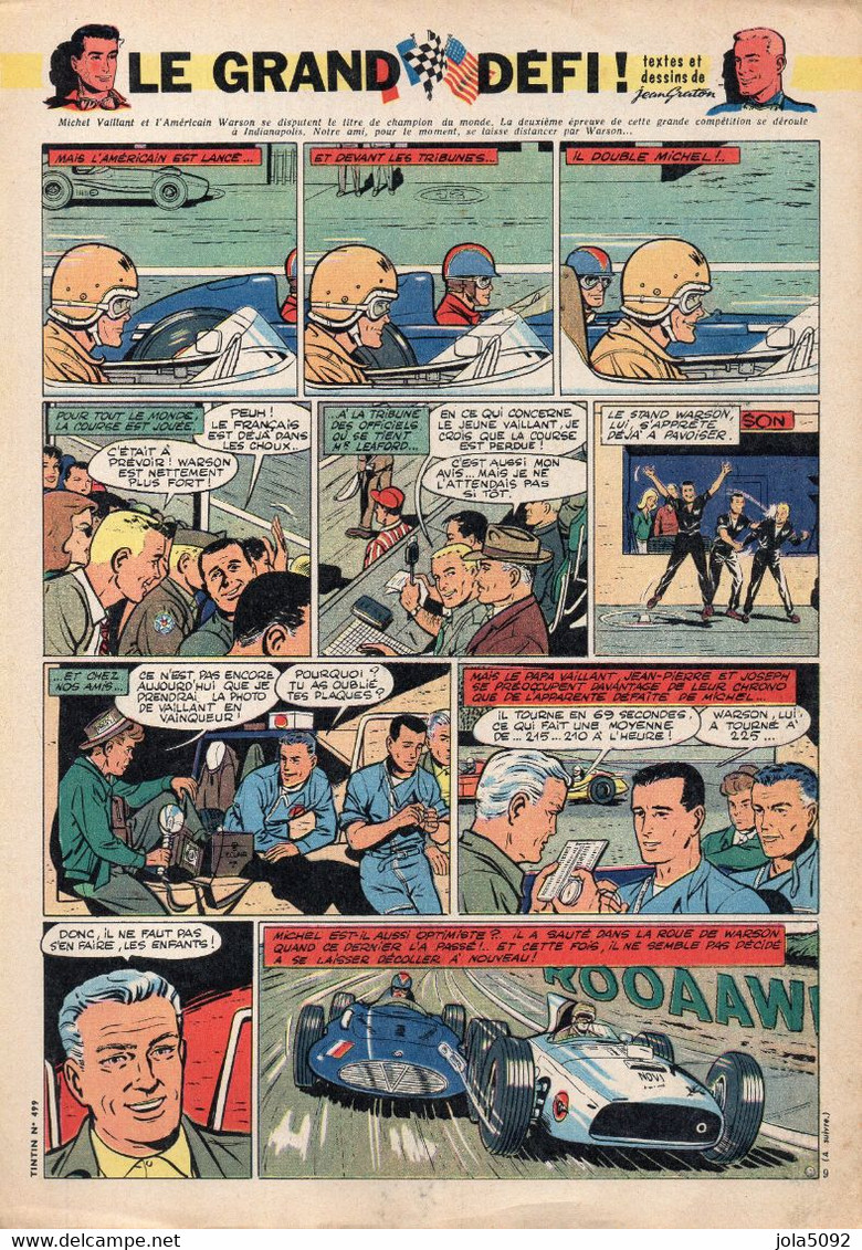 GRATON - MICHEL VAILLANT - Le Grand Défi - 9 Planches Provenant Du Journal Tintin - Michel Vaillant