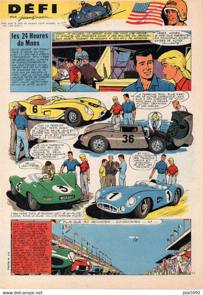 GRATON - MICHEL VAILLANT - Le Grand Défi - 9 planches provenant du Journal Tintin