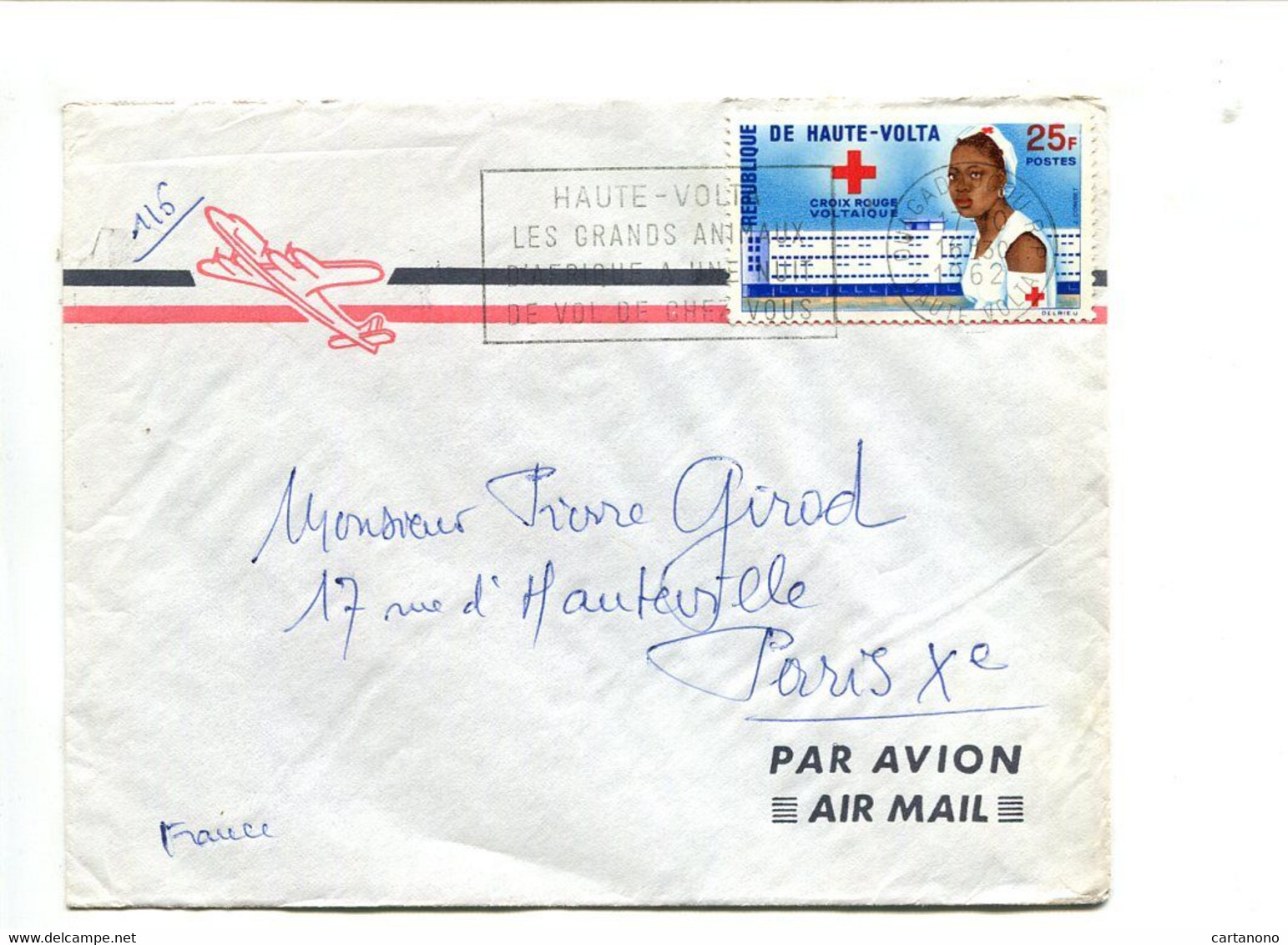 HAUTE VOLTA - Affranchissement Sur Lettre Pour La France + Flamme à Texte - Croix Rouge / - Alto Volta (1958-1984)