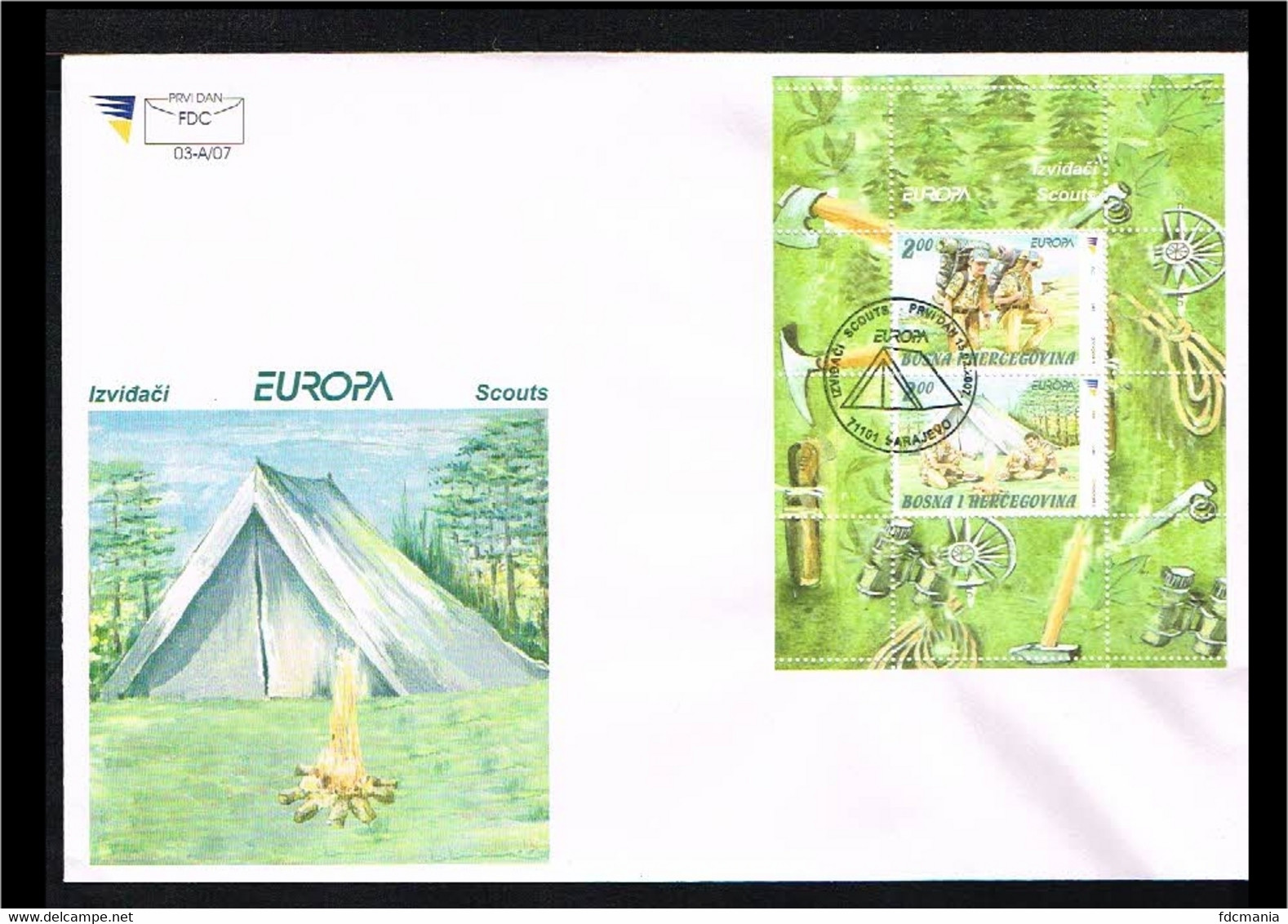 2007 - Europe CEPT FDC Bosnia-Herzegovina Mi.Block 32 - Scouting - Cancel Sarajevo [VQ022] - 2007