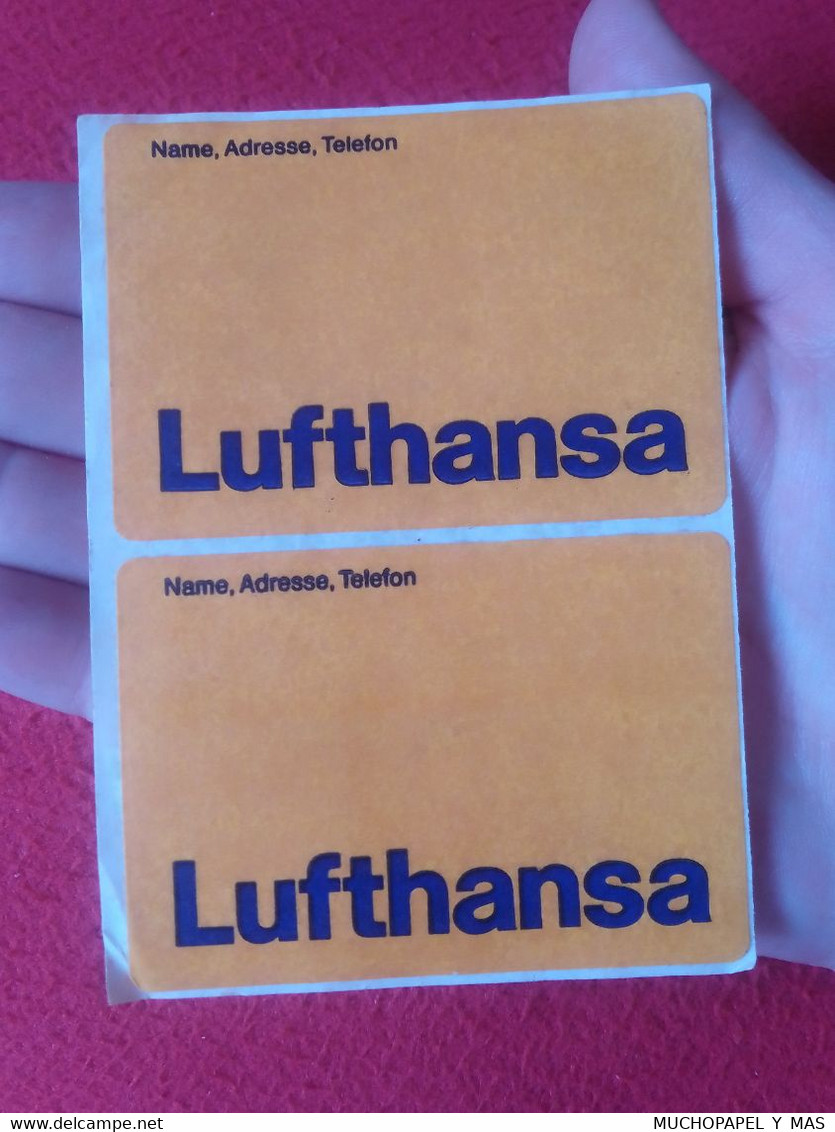 ANTIGUO JUEGO DE 2 ETIQUETAS OLD LABELS AIRLINES LÍNEAS AÉREAS BAGGAGE TAG....LUFTHANSA AIR LINES GERMANY AUFKLEBER..VER - Baggage Labels & Tags