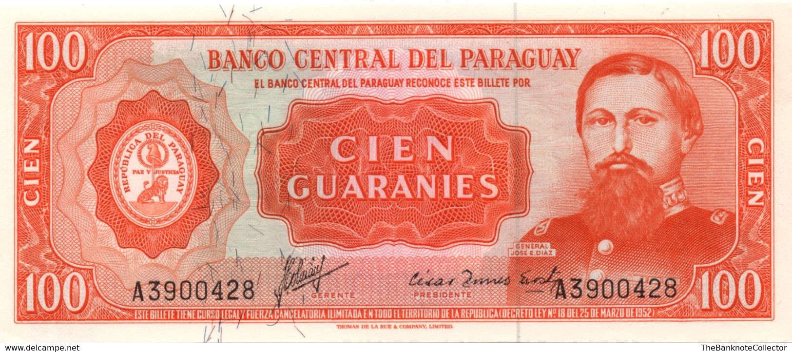 Paraguay 100 Guaranies 1952 (1963) P-199 UNC - Paraguay