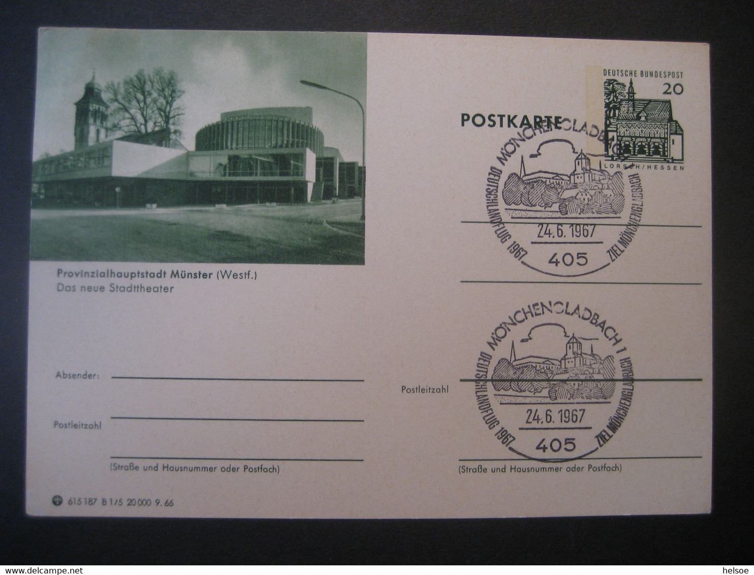 Deutschland 1966- Ganzsache Bildpostkarte Provinzialhauptstadt Münster Mit Stempel Mönchengladbach 1 - Cartes Postales Illustrées - Oblitérées