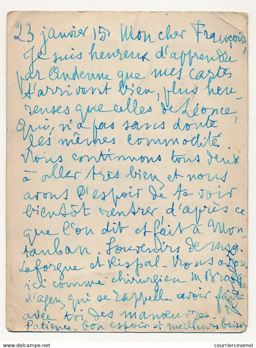 2 Simples Cartons D'un Médeçin Prisonnier Français - Pour Le Camp D'Alten-Grabow - 1915 - Censures - WW I