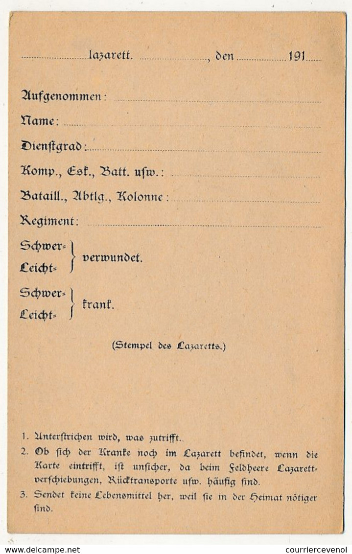 ALLEMAGNE - 2 Cartes Et Carte Lettre De Franchise (Cartes FM) Dont Une Spécifique Aux Hopitaux - Epoque 1914 - Lettres & Documents