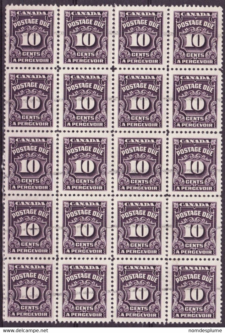 6843) Canada Postage Due 1935 Perforation Fold & Separation On Block - Port Dû (Taxe)