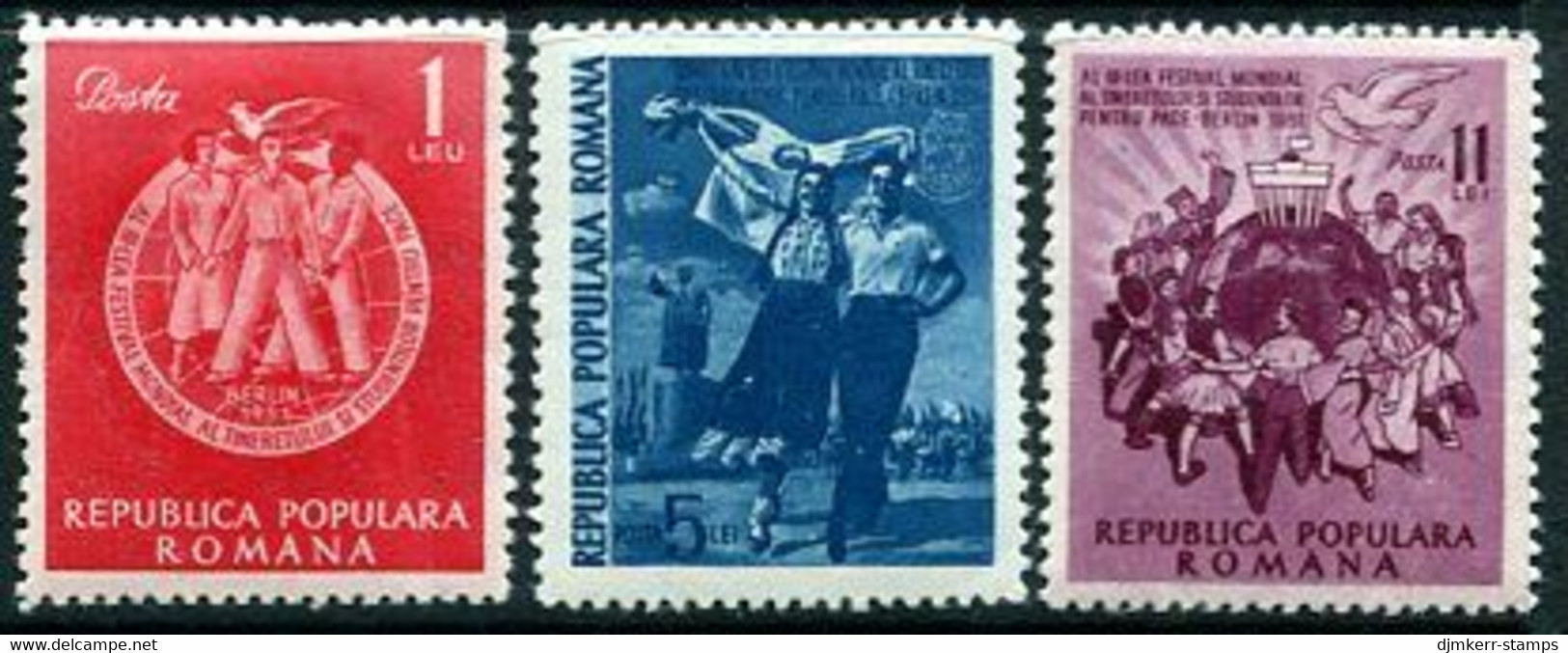 ROMANIA 1951  World Youth Festival LHM / *.  Michel 1264-66 - Unused Stamps