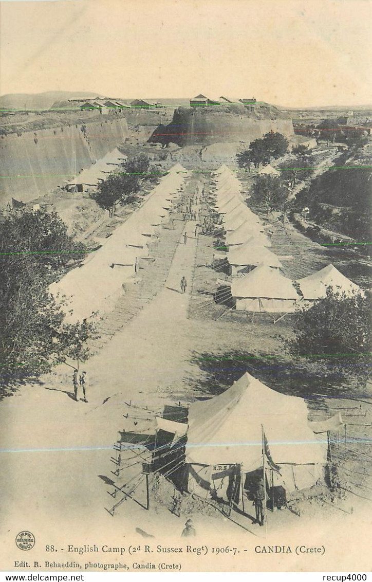 GRECE  CRETE  English Camp  2d R Sussex Reg. 1906.7 Candia  2scans - Greece