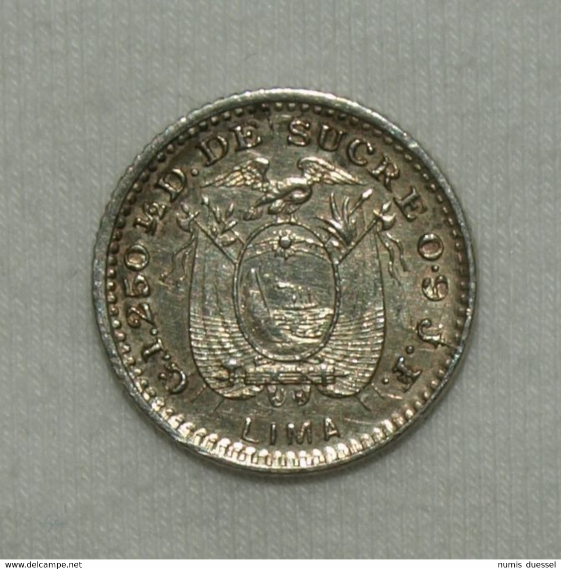 Silber/Silver Ecuador De Sucre, 1899 Lima JF, 1/2 Decimo De Sucre Funz/AU - Equateur
