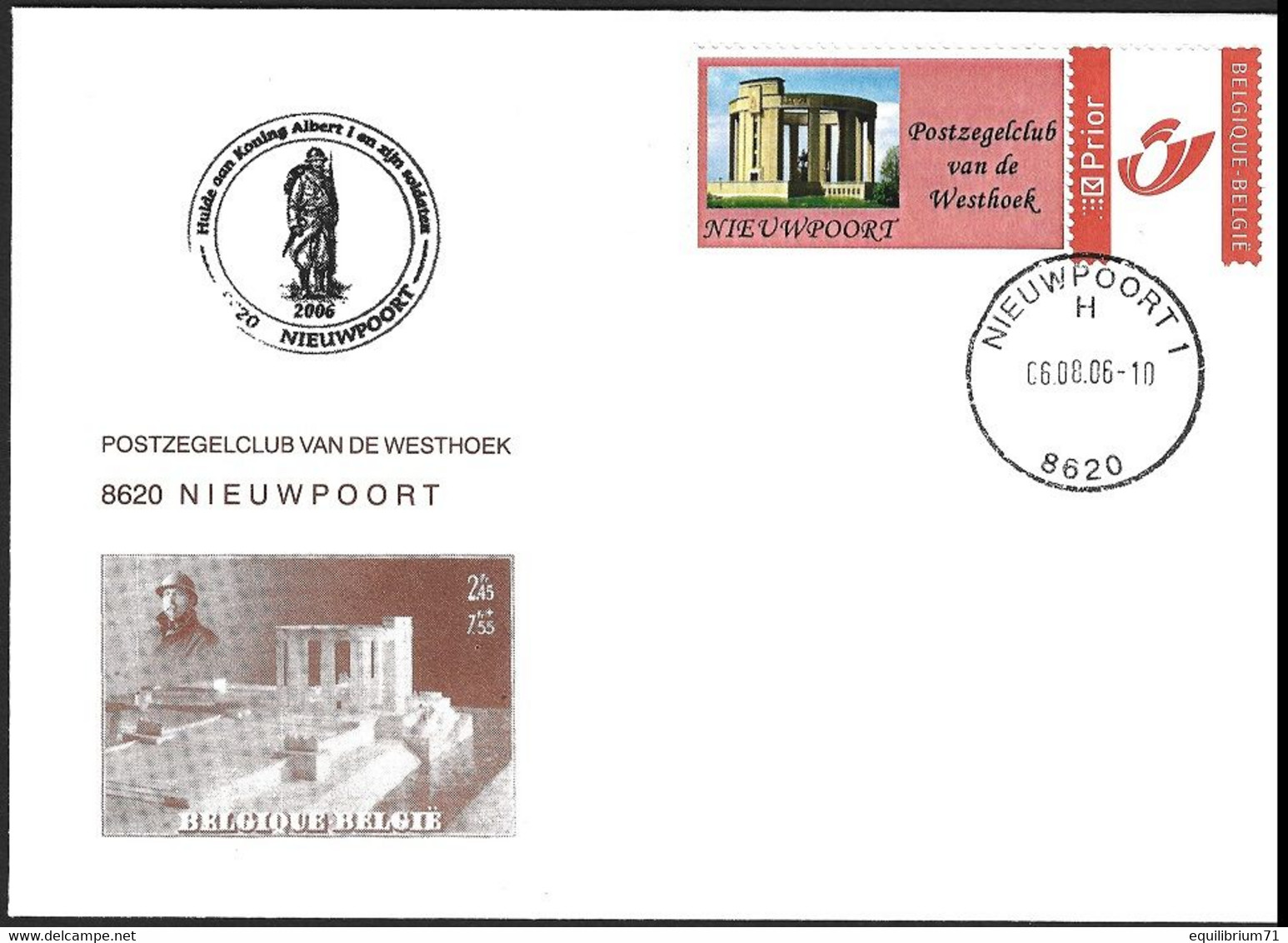 FDC - DUOSTAMP° / MYSTAMP - Club Philatélique Du / Postzegelclub Van De - Westhoek - Albert I - Nieuwpoort - Cartas & Documentos