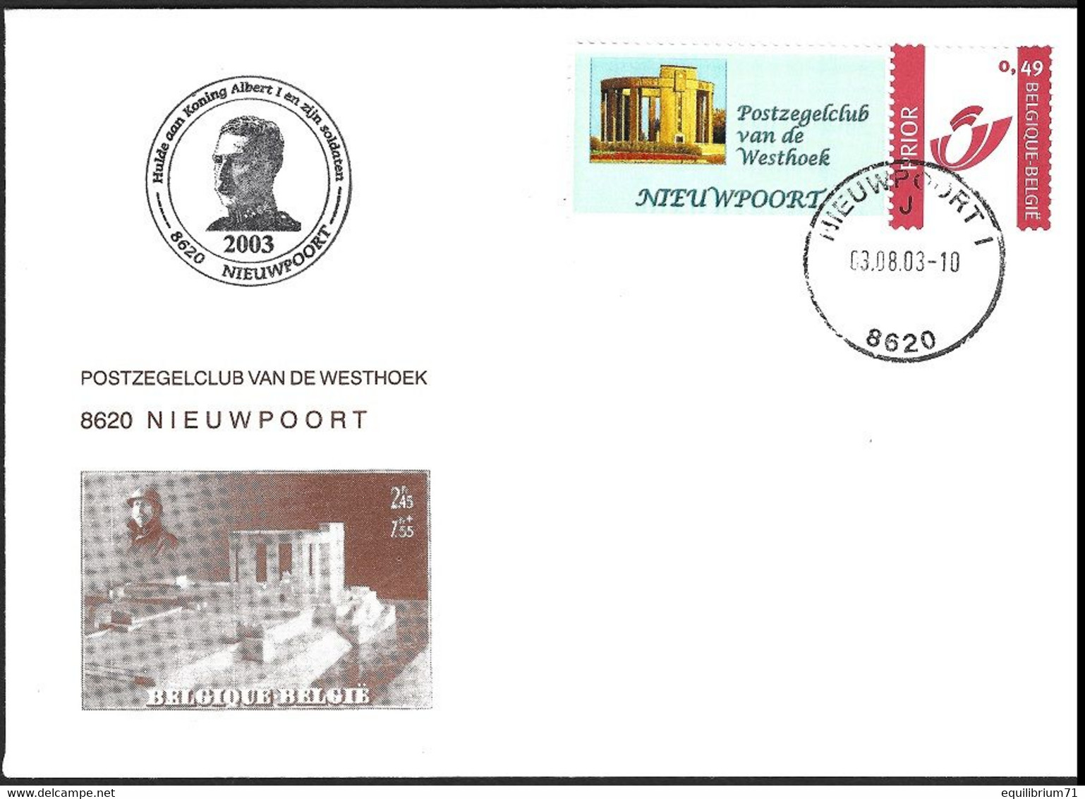 FDC - DUOSTAMP° / MYSTAMP - Club Philatélique Du / Postzegelclub Van De - Westhoek - Albert I - Nieuwpoort - Briefe U. Dokumente