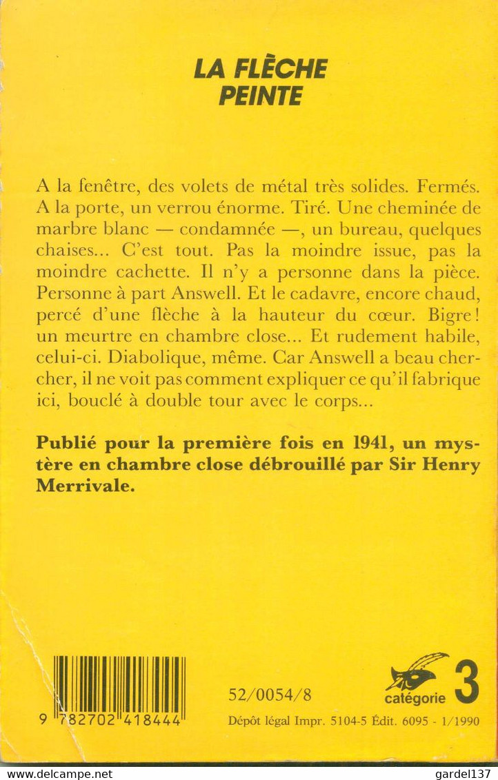 JOHN DICKSON CARR  La Flèche Peinte 1938 Le Masque No 1934, 1988 - Le Masque