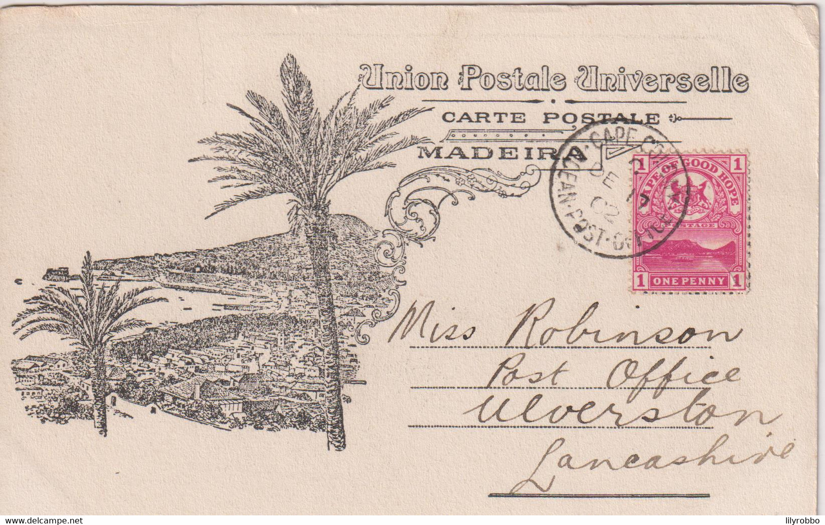 PORTUGAL - Madeira - Untitled Vignette - MOuntains Etc - - VG Cape Of Good Hope Stamp & Postmark 1902 - Madeira