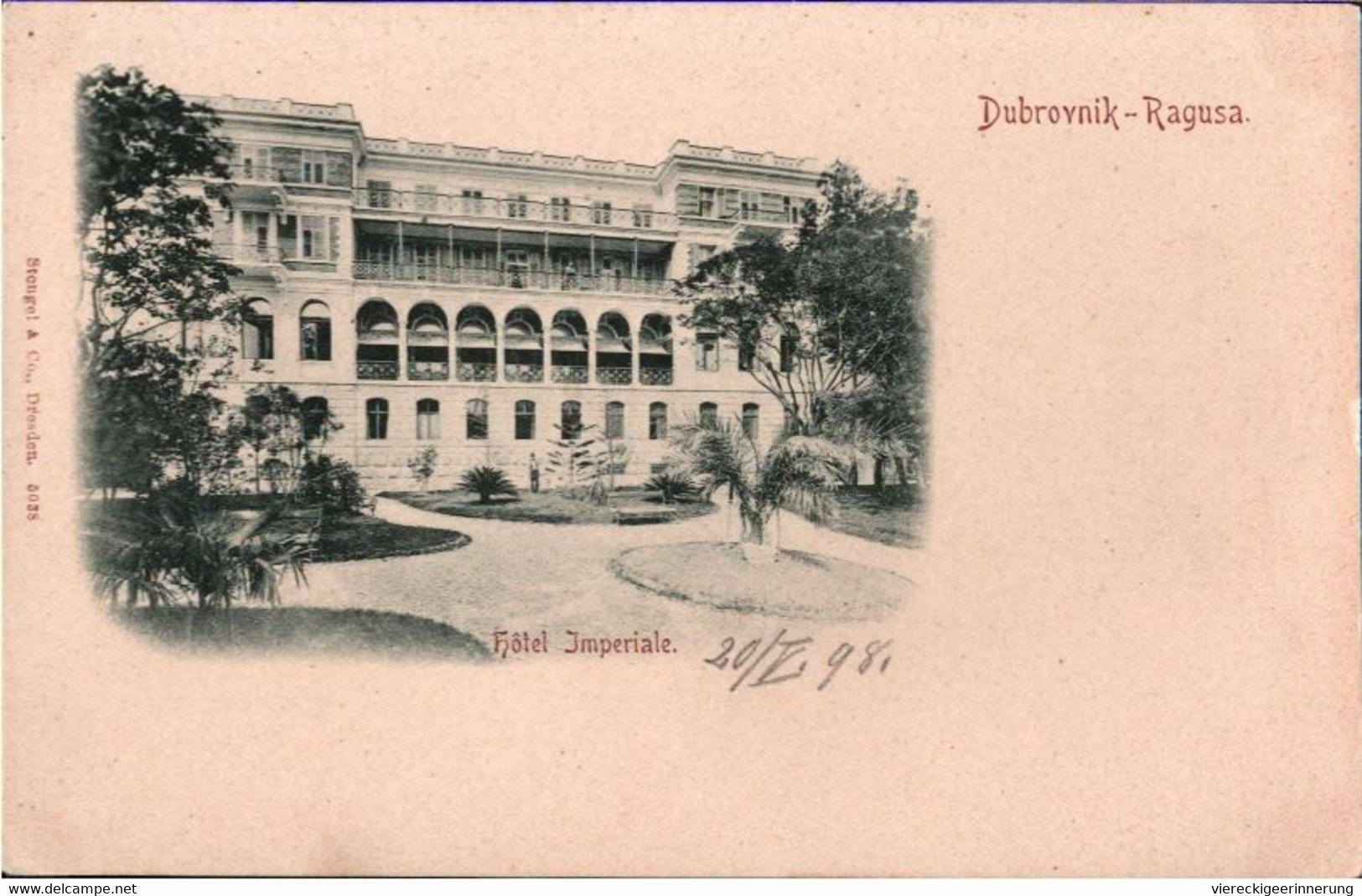 ! Alte Ansichtskarte Dubrovnik Ragusa, Hotel Imperiale, 1898, Verlag Stengel & Co., Dresden, Nr. 5038 - Croazia