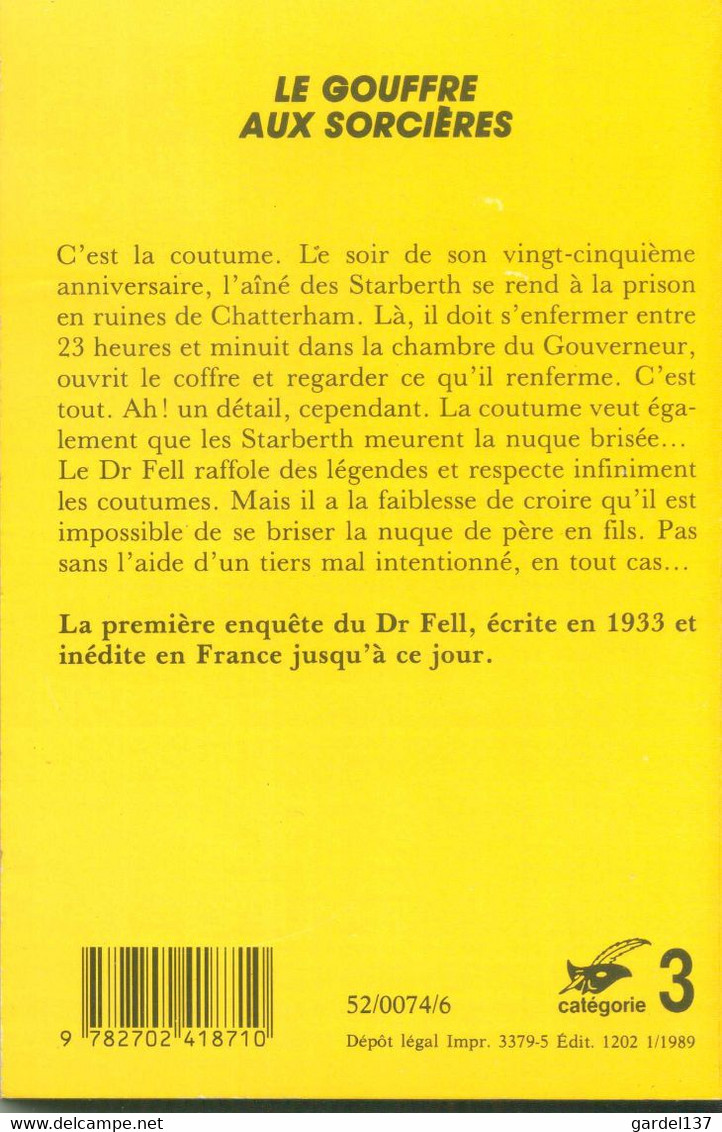 JOHN DICKSON CARR Le Gouffre Aux Sorcières  1933  EO En Français - Le Masque