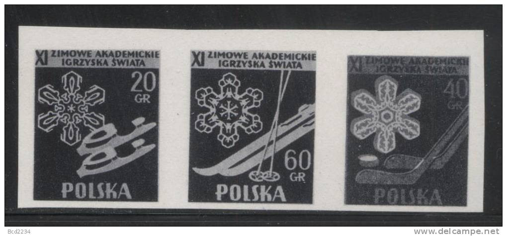 POLAND 1956 11TH STUDENT WINTER GAMES BLACK PRINTS SET OF 3 NHM Sports Ice Hockey Skiing & Ice Skating Events - Varietà E Curiosità