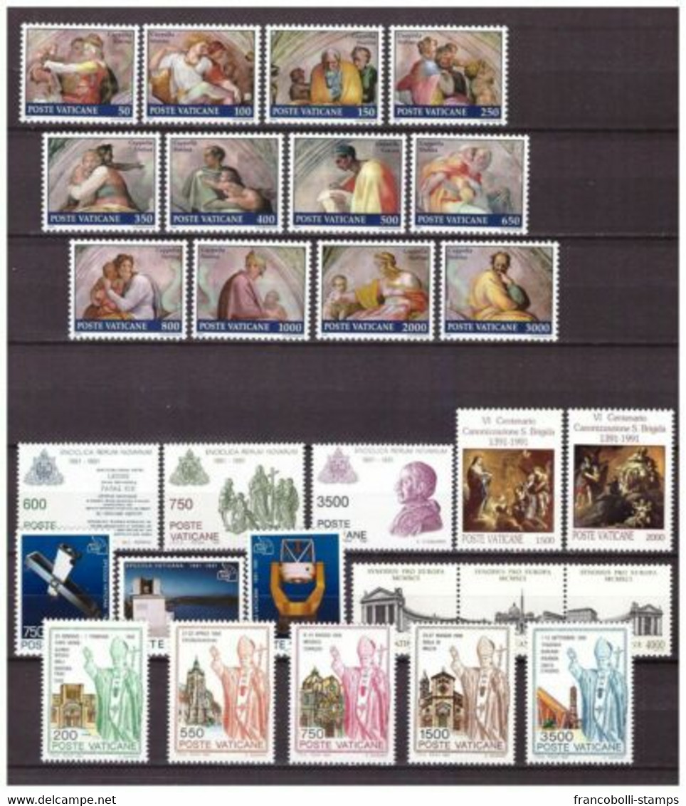 S15559) VATICANO MNH** 1991 Complete Year Set 28v - Annate Complete