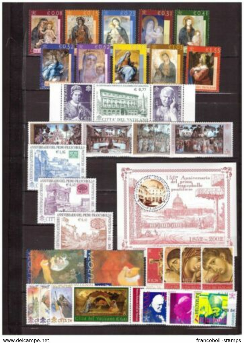 S20798) VATICANO MNH** 2002 Complete Year Set 33v + S/s - Annate Complete