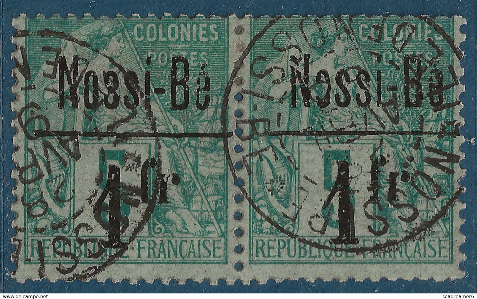 Nossi Bé N°22d Oblitéré Ile De Nossi Bé 1fr/5c Vert Variété N & O Brisés Tenant à Normal RR Signé Calves & SCHELLER - Used Stamps