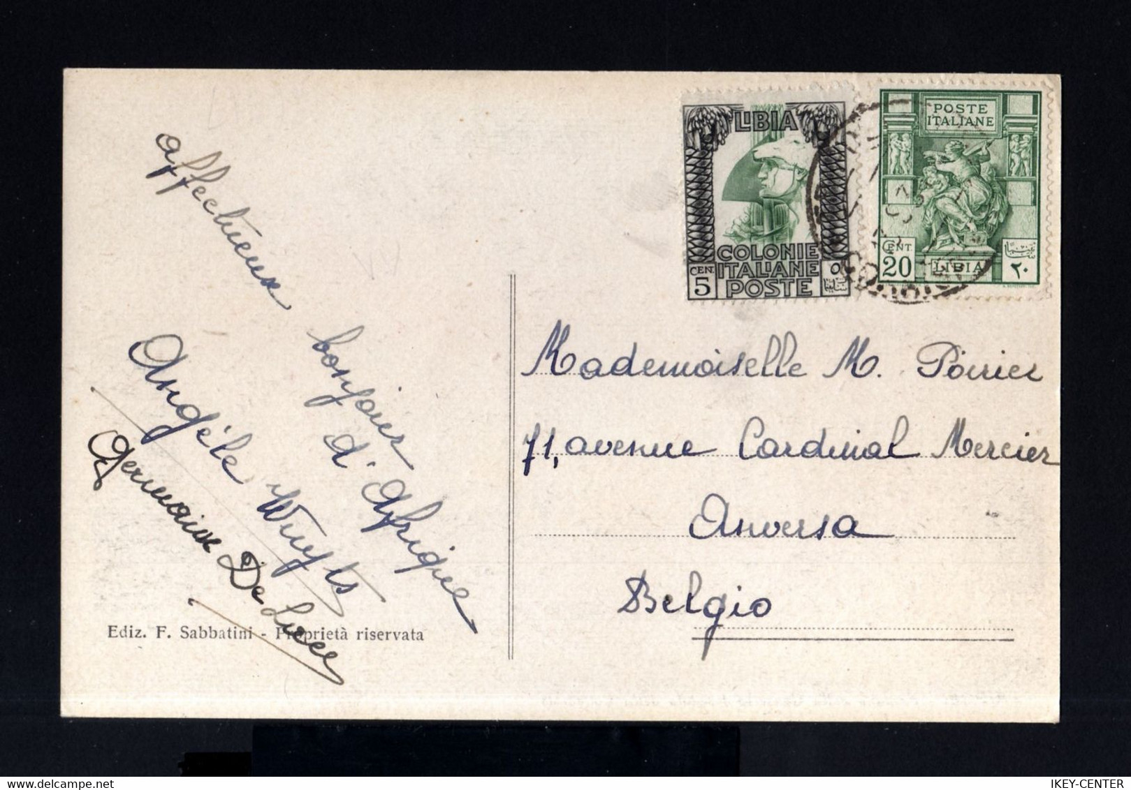 6964-ITALIAN LIBIA-OLD POSTCARD TRIPOLI To ANVERS (belgium) 1935.LIBIA ITALIANA.ITALIAN COLONIES.carte Postale.POSTKARTE - Libye