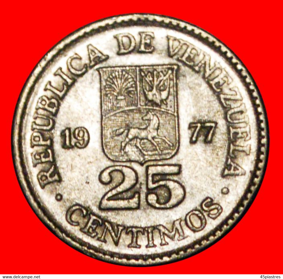 * GERMANY: VENEZUELA ★ 25 CENTIMOS 1977 MINT LUSTRE! BOLIVAR (1783-1830) LOW START ★ NO RESERVE! - Venezuela