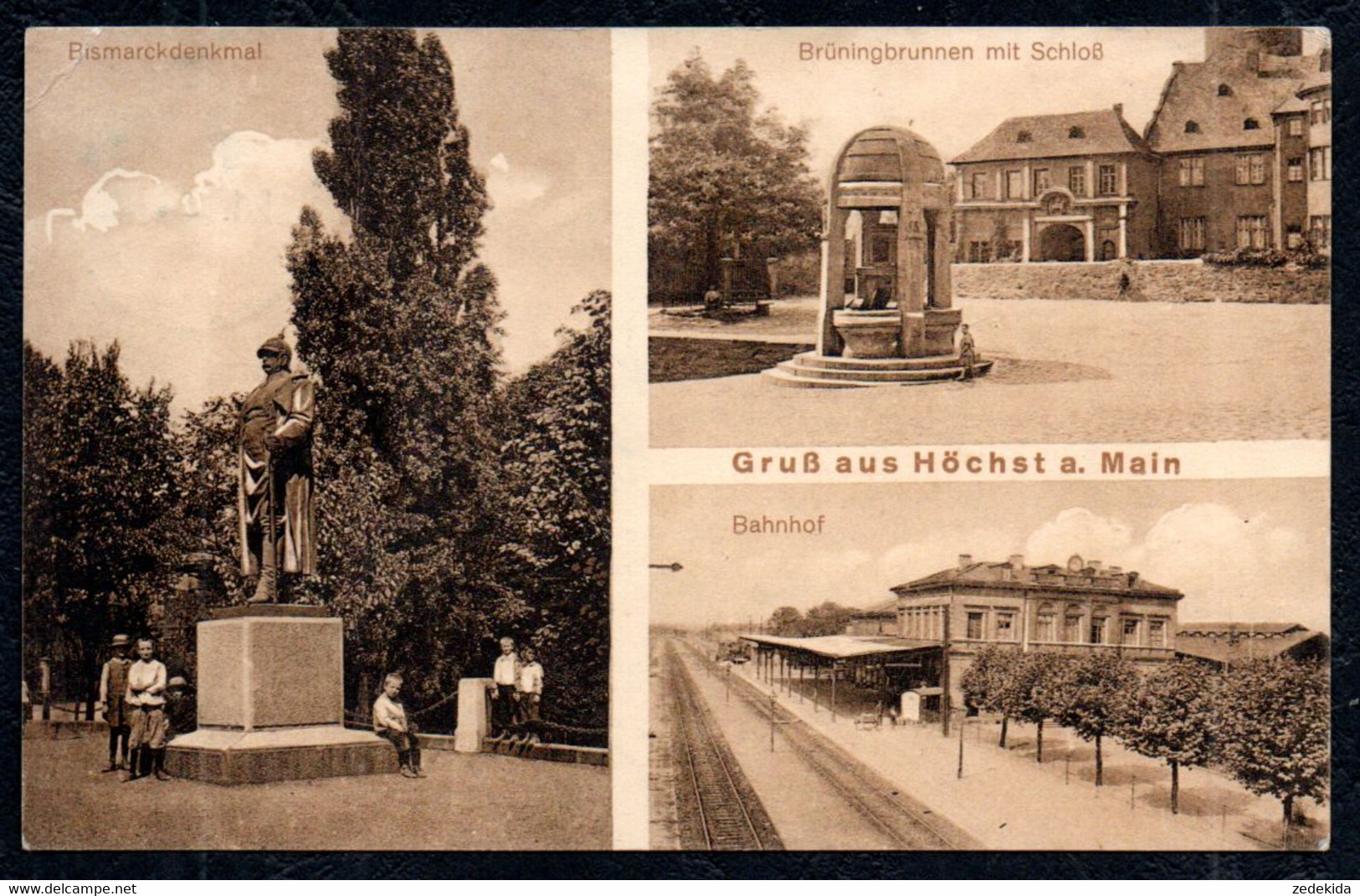 F7135 - Höchst - Bismarck Denkmal Bahnhof Brunnen - Verlag Roos - Hoechst